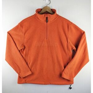 Old Navy Orange Fleece 1/4 Zip Spell Out Drawstring Toggle Sweater Men Large